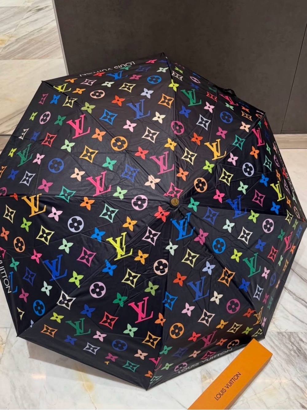 Multicolor Monogram Umbrella- Black Base